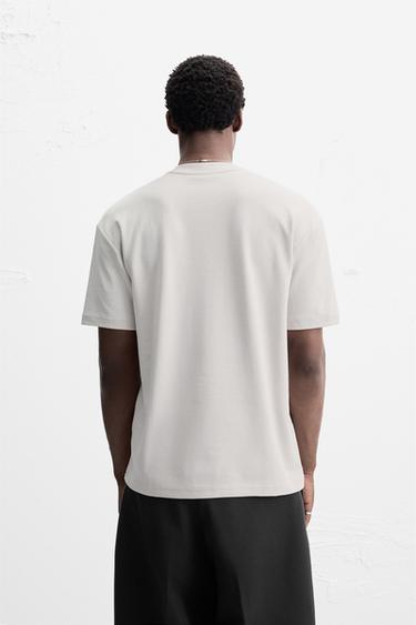 BASIC REGULAR FIT T-SHIRT - Pearl grey by Zara - Image 2