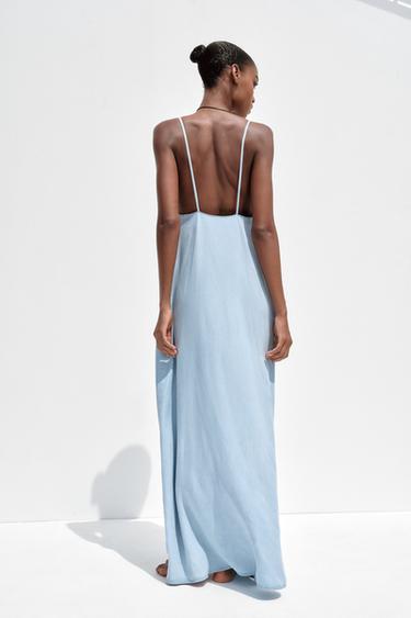 FLOWING MIDI DRESS - Light blue by Zara - Image 4