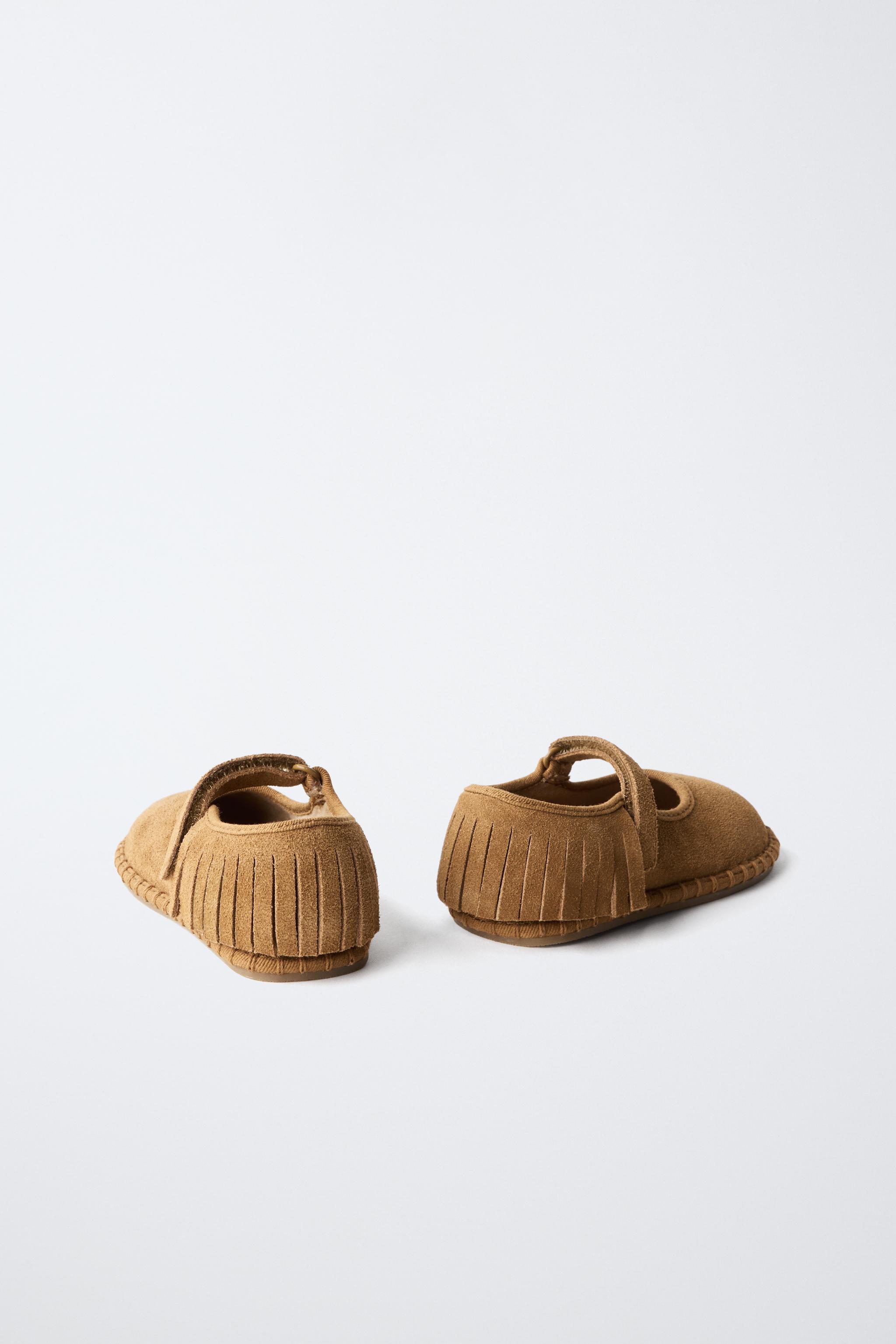 Обувь Zara LEATHER FRINGED BAREFOOT BALLET FLATS — фото 5