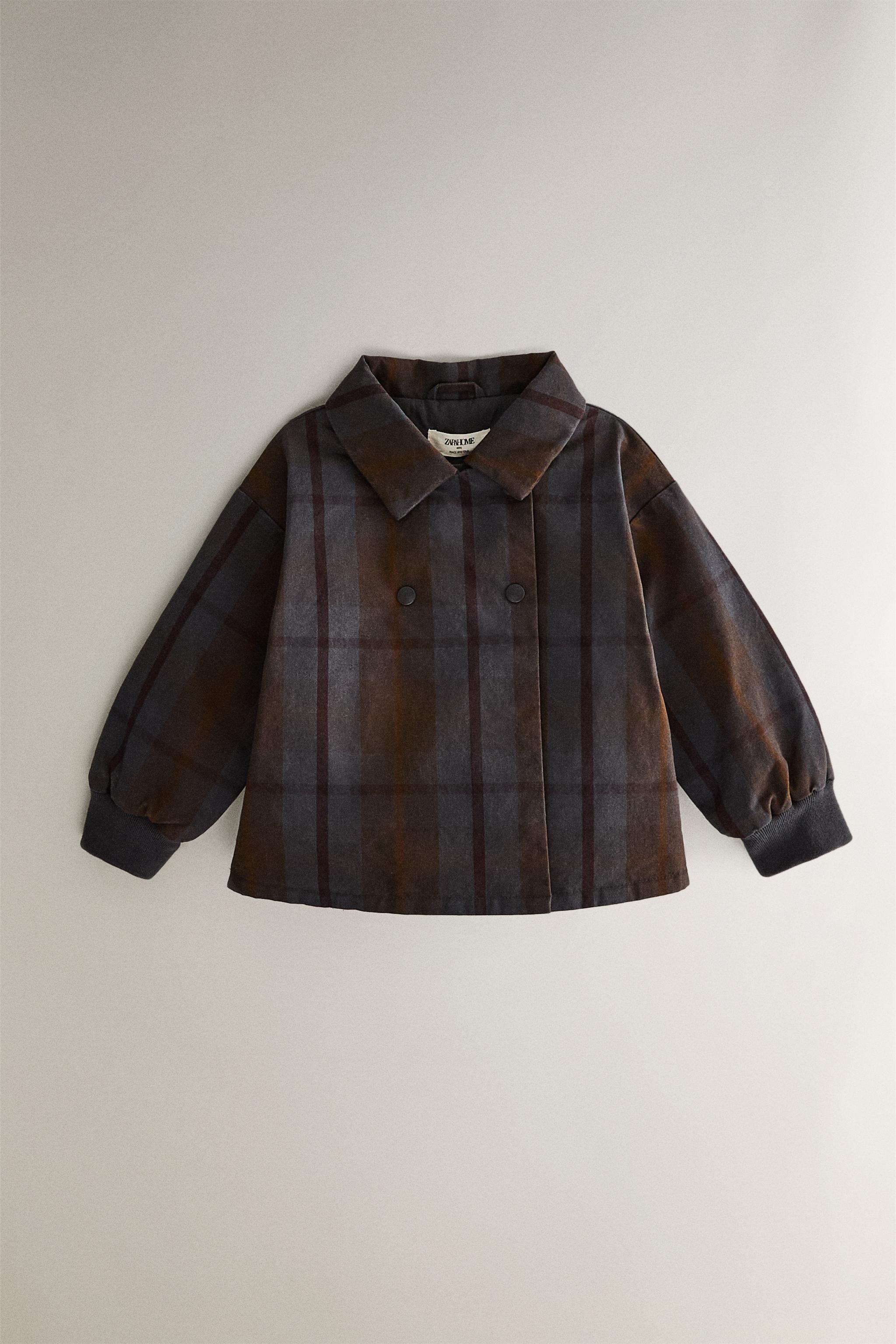 キッズ タータンチェック ジャケット - ブラウンブルー | ZARA