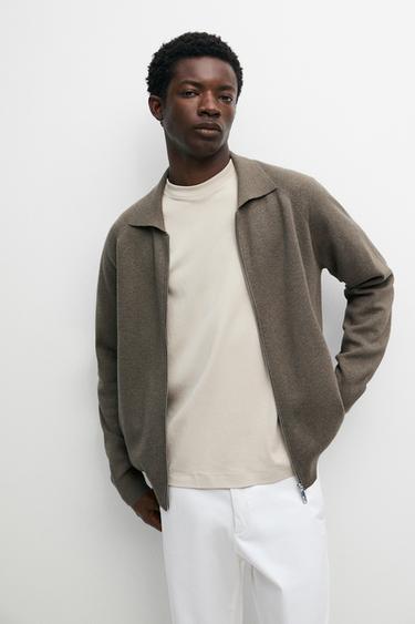 Zara Cotton blend zip-up knit cardigan - 548