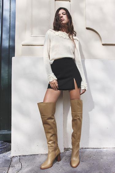 Zara SLIT HEM SKORT - Black