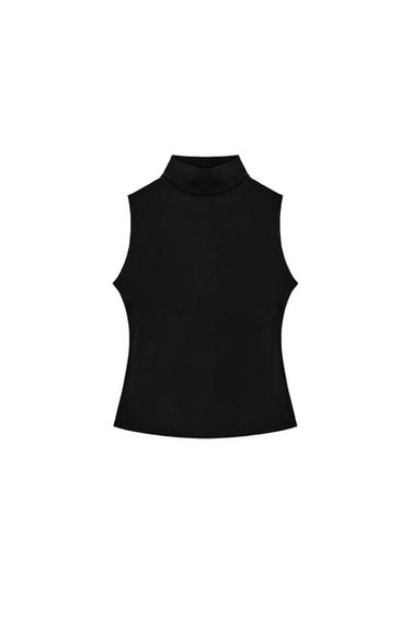 CAMISETA CUELLO SUBIDO - Negro de Zara