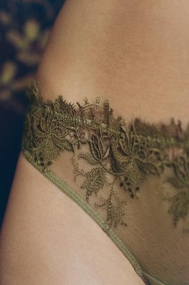 ТРУСЫ С КРУЖЕВОМ В ГОРОШЕК — ЗЕЛЕНЫЙ от Zara