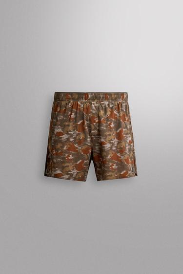 PRINTED 5" RUNNING SHORTS - Brown by Zara