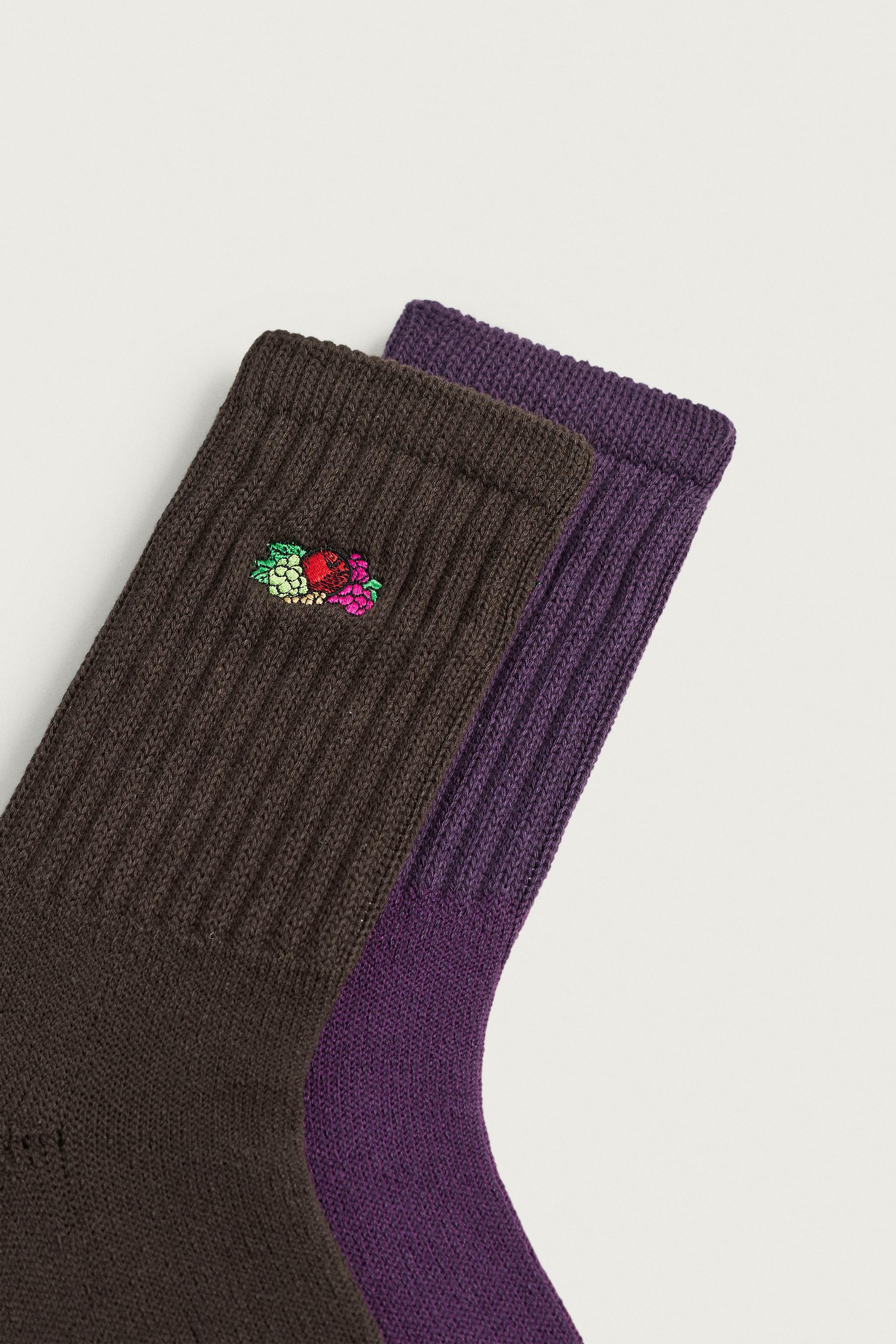 LOT DE 2 CHAUSSETTES CÔTELÉES BRODÉES FRUIT OF THE LOOM™
