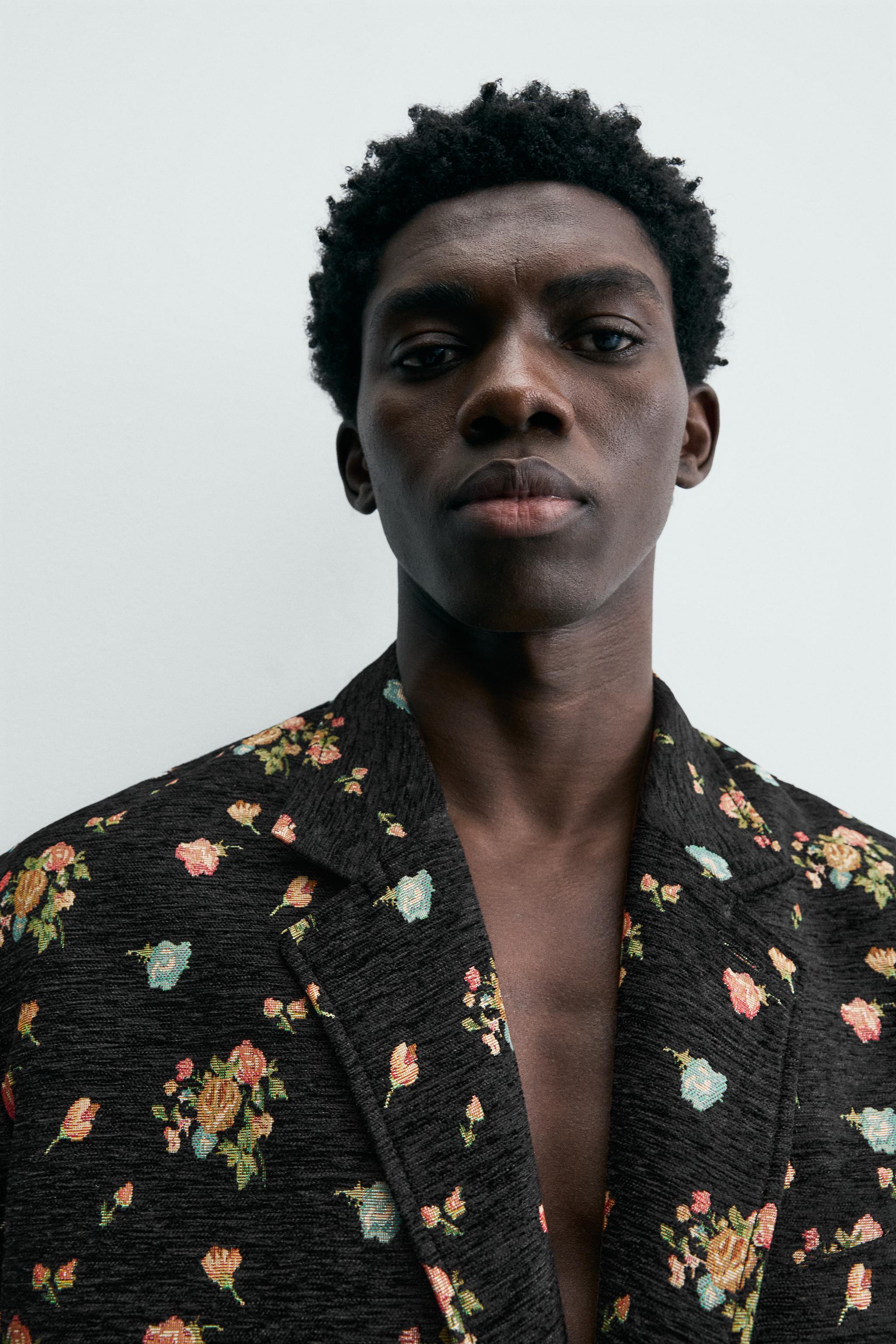 Shop Zara LIMITED EDITION FLORAL JACQUARD BLAZER at Beverly Center