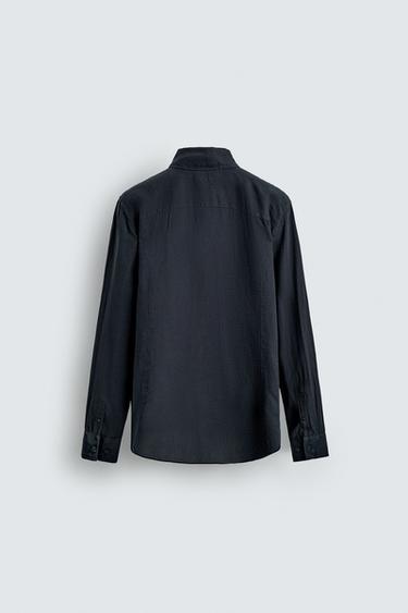 CHEMISE REGULAR FIT 100% LIN - Bleu marine de Zara - Image 6