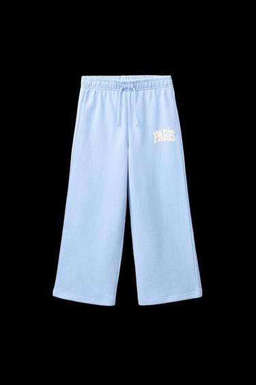 WIDE-LEG VARSITY JOGGING TROUSERS - Light blue by Zara - Image 0