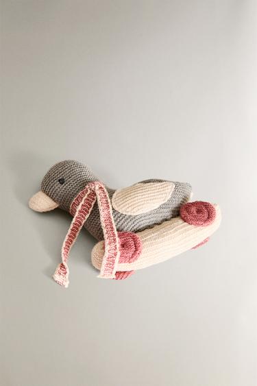 CHILDREN'S DUCKLING RATTLE SOFT TOY - Grey by Zara - Image 1