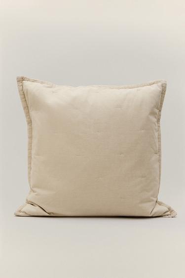 Zara QUILTED PERCALE THROW PILLOW COVER WITH DOTS - Beige