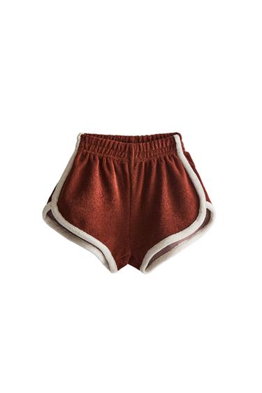 شورتات شاطئ الأطفال من القماش الملتف - بني الخاص بـ Zara