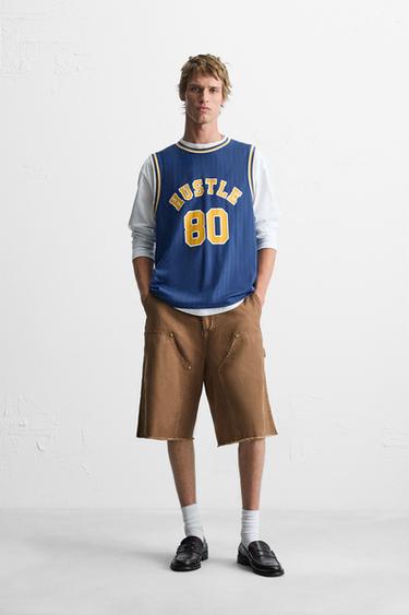 CONTRAST VARSITY TANK TOP - Blue by Zara
