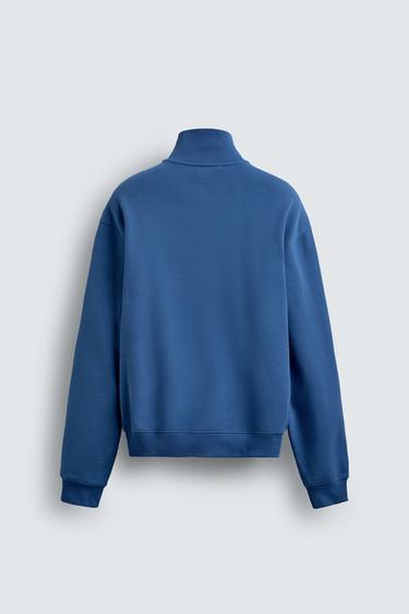 REGULAR FIT QUARTER-ZIP SWEATSHIRT - Blue by Zara