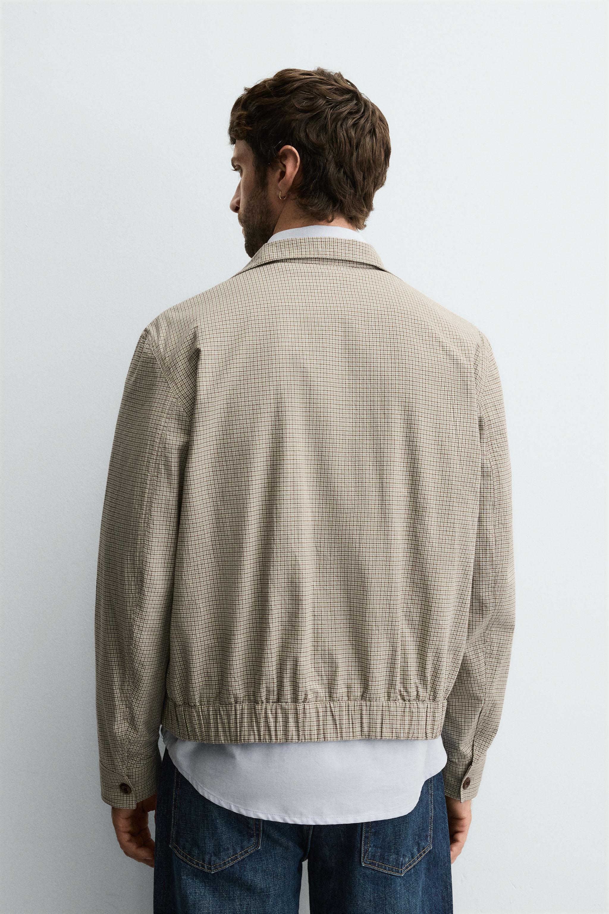チェック柄テクスチャー素材ジャケット - きつね色 | ZARA Japan