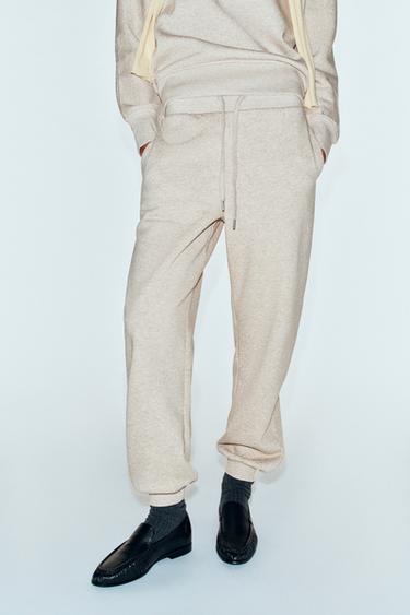 BASIC FLEECE JOGGERS — Beige marl 1