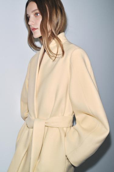 OVERSIZED WOOL BLEND COAT ZW COLLECTION - Vanilla by Zara