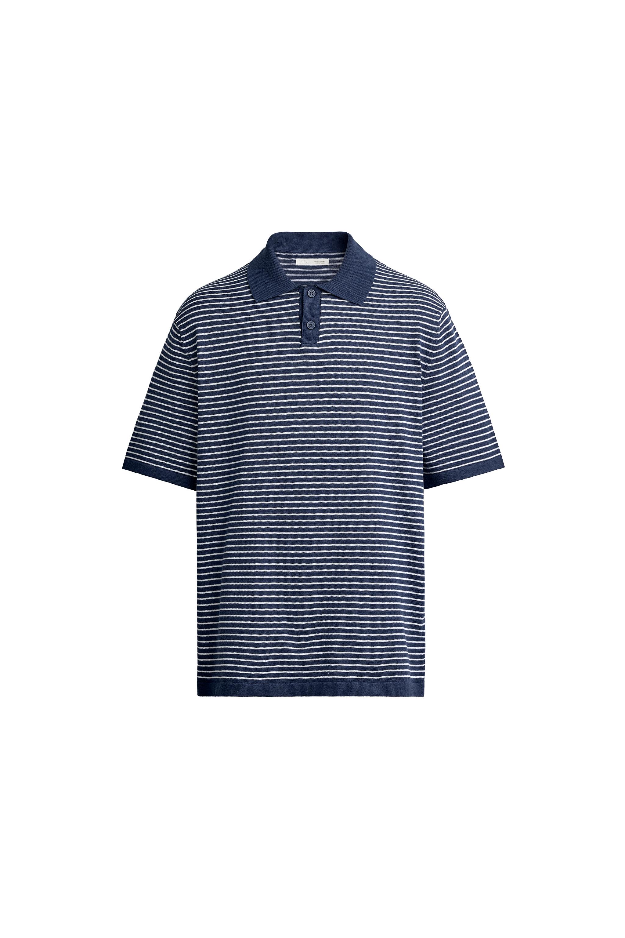 STRIPED JACQUARD KNIT POLO - Indigo | ZARA United States