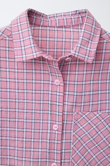 OVERSIZE CHECK SHIRT - Pink by Zara - Image 2