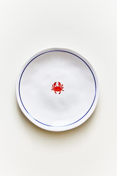 MARINE ANIMAL STONEWARE SIDE PLATE - أبيض / أحمر الخاص بـ Zara