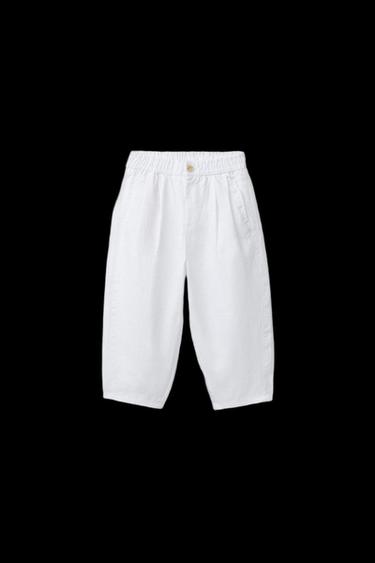 BUNDFALTENHOSE AUS 100 % LEINEN - Weiß von Zara