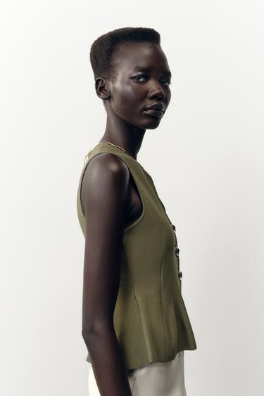PEPLUM KNIT TOP - Khaki by Zara