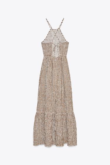 GINGHAM CHECK MIDI DRESS - Brown by Zara - Image 6