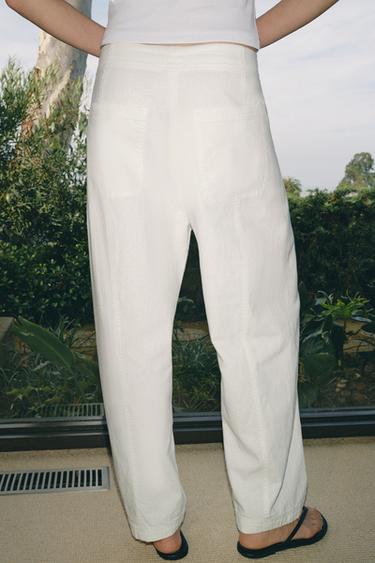 PANTALON AVEC LIN ZW COLLECTION - Blanc cassé de Zara - Image 2