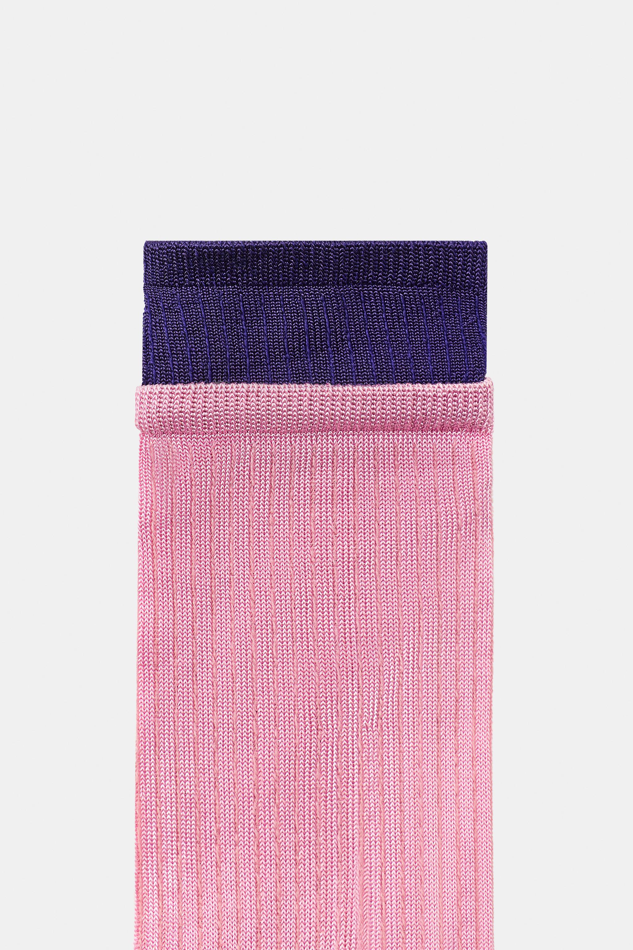 Zara Çift Katman Efektli Fitilli Çorap görsel 8