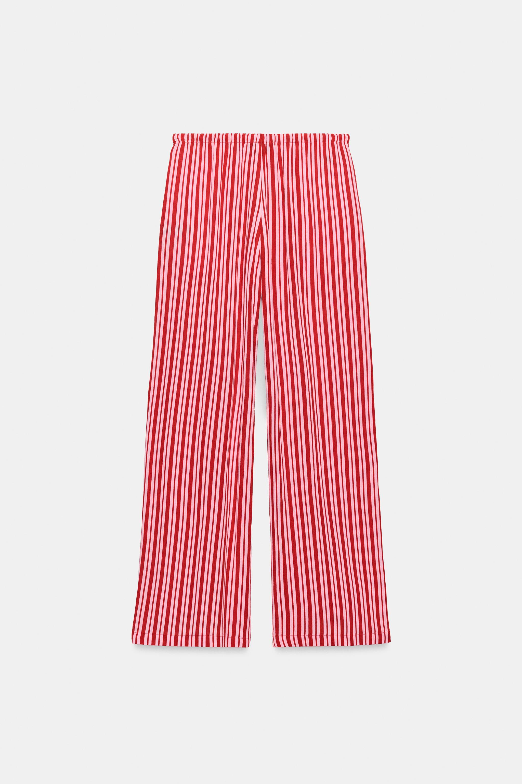 Zara Çizgili Geniş Paça Pantolon görsel 8
