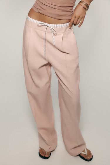 BOXER WAIST TROUSERS - Pastel pink by Zara
