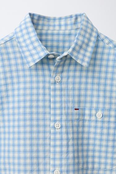 CHECK SHIRT WITH POCKET - Blue by Zara - Image 2