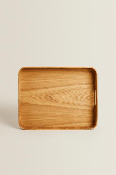 MEDIUM WOODEN TRAY - Light beige by Zara