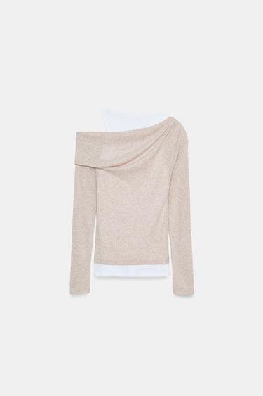 ASYMMETRIC LAYERED-EFFECT T-SHIRT - Sand / Marl by Zara - Image 5