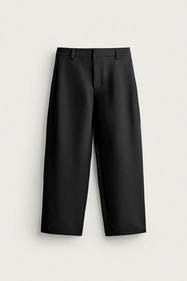 SIDE PLEATED WIDE-LEG TROUSERS - Black by Zara