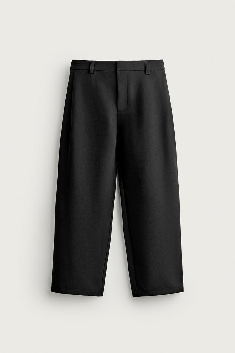 SIDE PLEATED WIDE-LEG TROUSERS