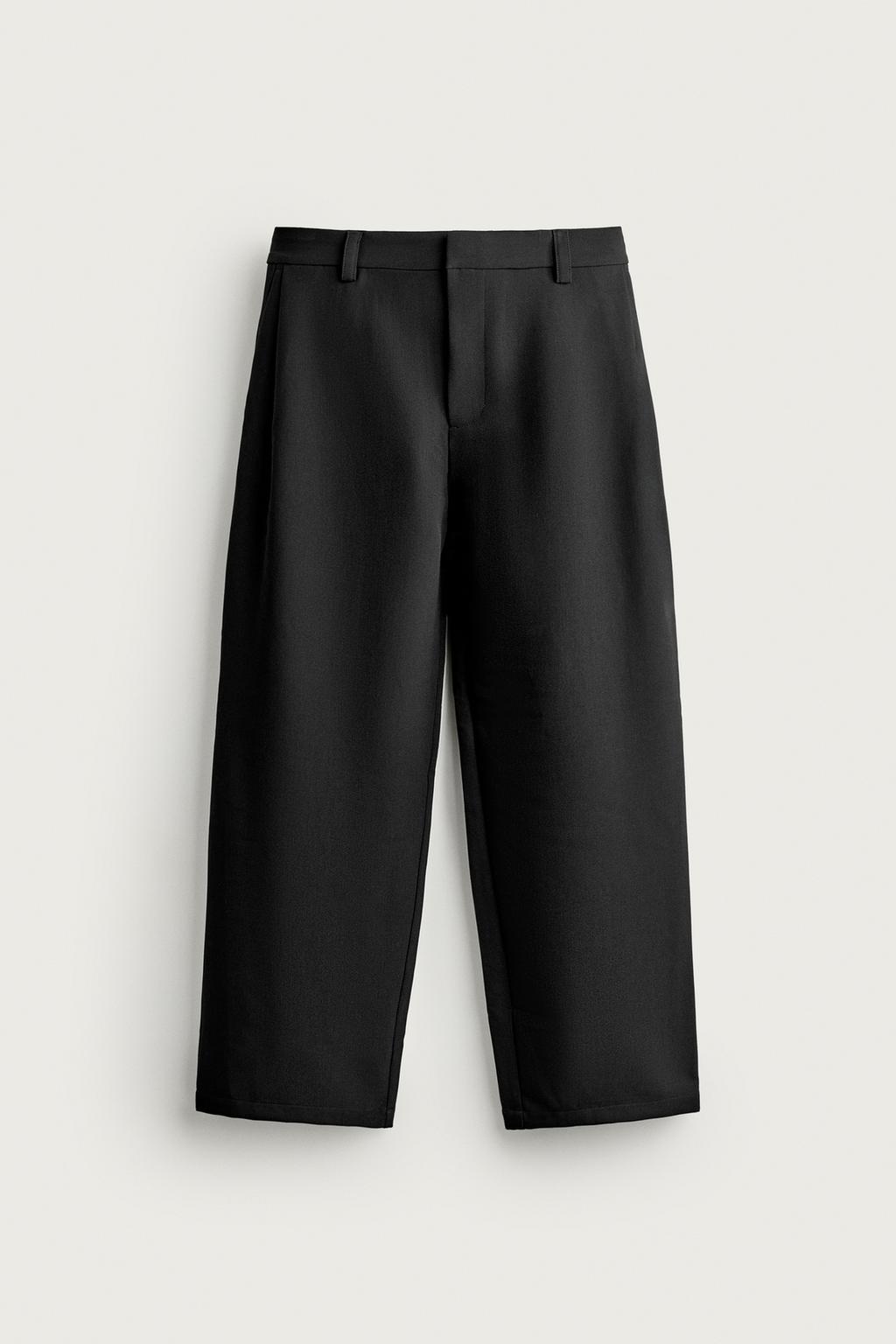 SIDE PLEATED WIDE-LEG TROUSERS