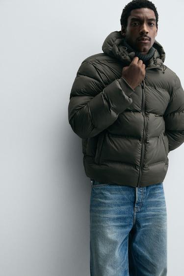 WATER-REPELLENT HOODED PADDED JACKET - Green by Zara
