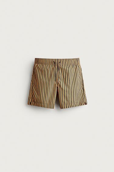 STRIPED MID-LENGTH SWIMMING TRUNKS - Multicoloured by Zara
