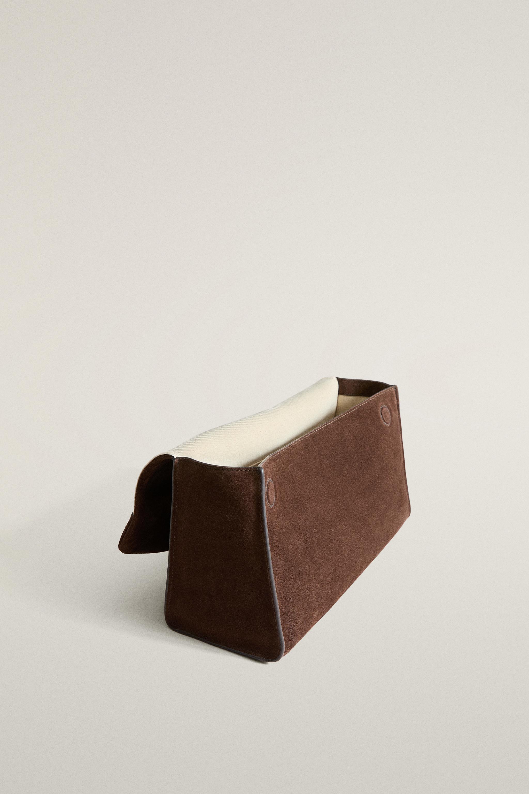 FLAP SPLIT LEATHER MAKEUP BAG