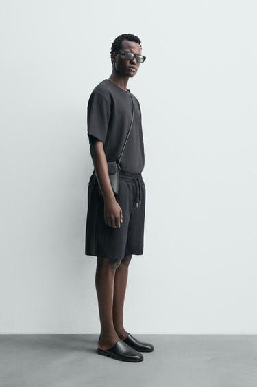 TEXTURED JOGGER BERMUDA SHORTS - Blue / Steel by Zara