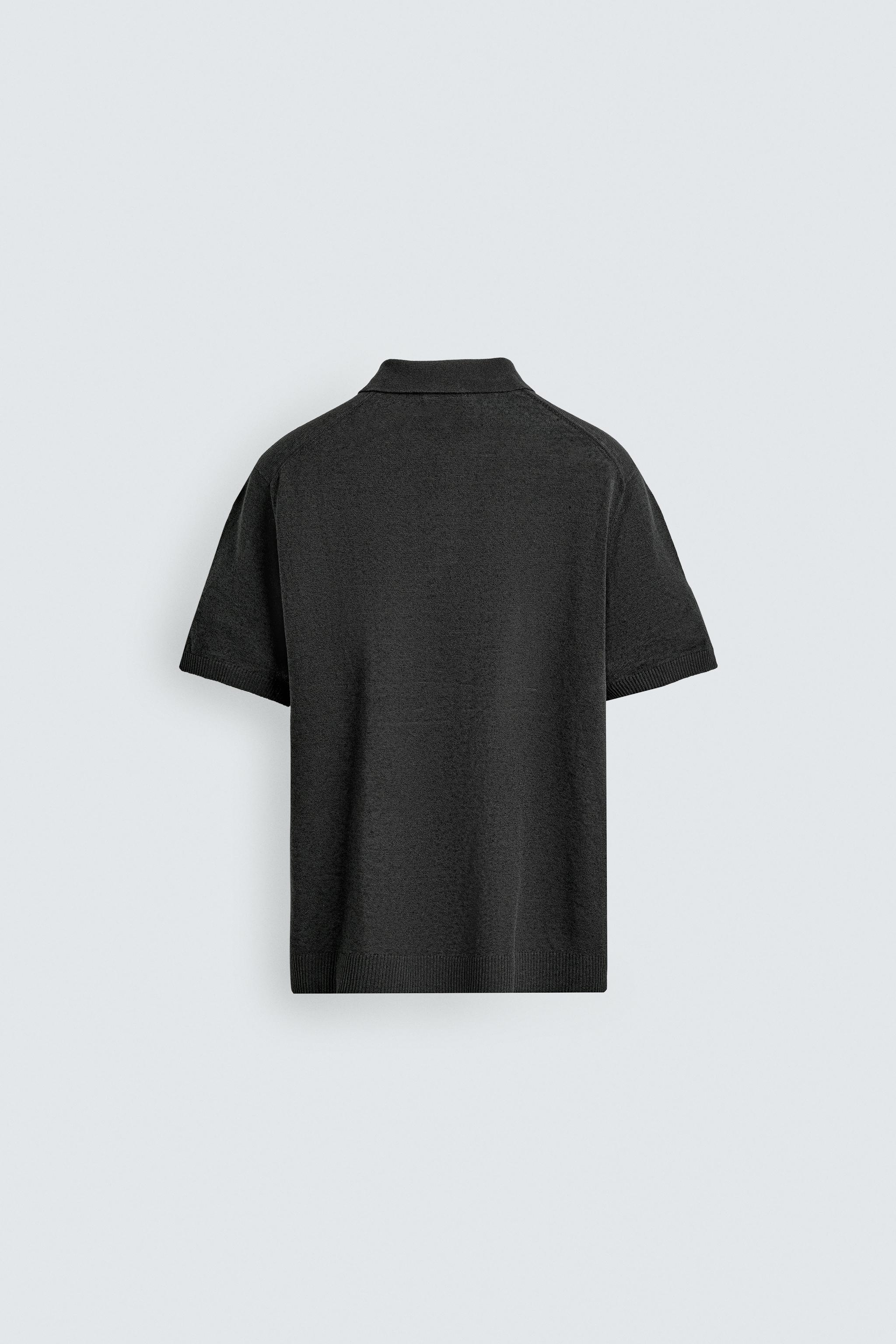 KNIT LINEN COTTON BLEND POLO SHIRT - striped | ZARA United States