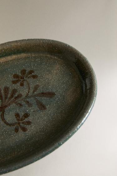 FLORAL CERAMIC BATHROOM SOAP DISH - Greens by Zara - Image 2