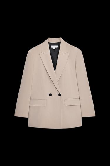 Zara OVERSIZED DOUBLE-BREASTED BLAZER - Sand