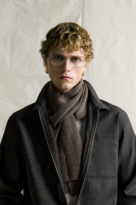 WOOL AND CASHMERE KNIT SCARF - Tan marl by Zara - Image 0