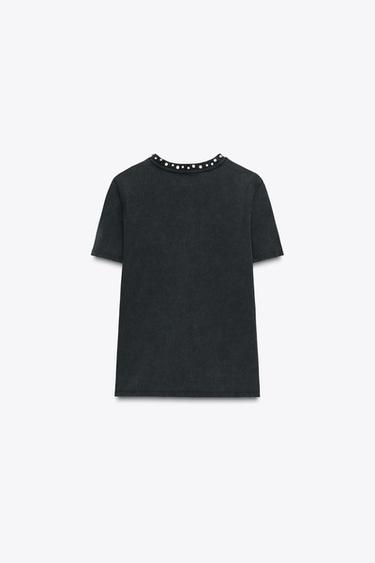 JEWEL FADED-EFFECT T-SHIRT - Grey by Zara - Image 4