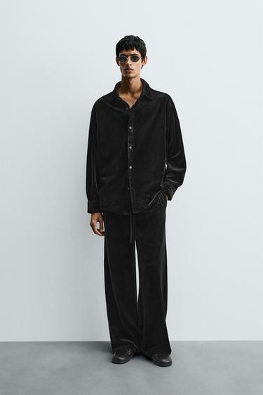 VELVET RELAXED FIT OVERSHIRT - Black by Zara - Image 0