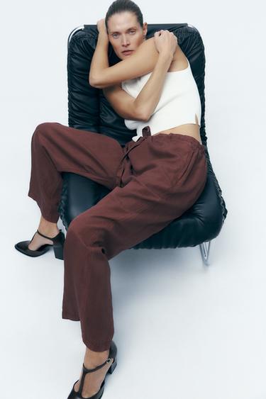 PANTALÓN PIJAMERO ZW COLLECTION - Burdeos de Zara