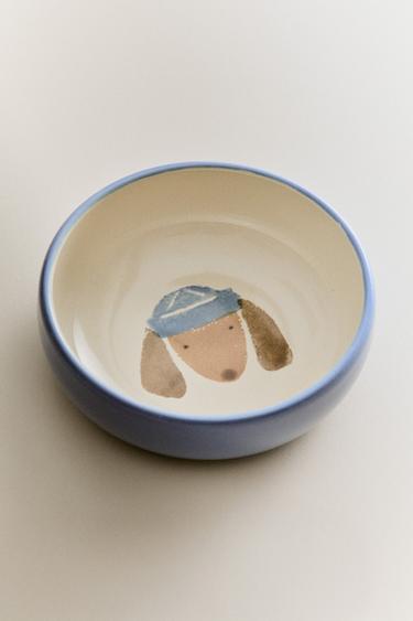 CHILDREN'S CERAMIC DOGGY BOWL - Cream by Zara