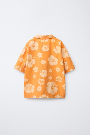 CHEMISE IMPRIMÉ FLEURS - Orange de Zara - Image 1